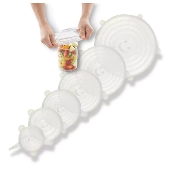 Set de 6  tapas de silicones elástica para tasa de verduras