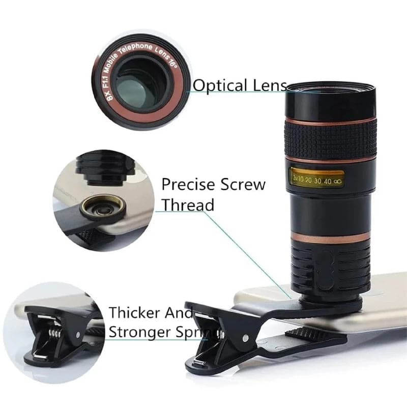 Lente de Telescopio de Camara con Zoom Optico 8X para Celular