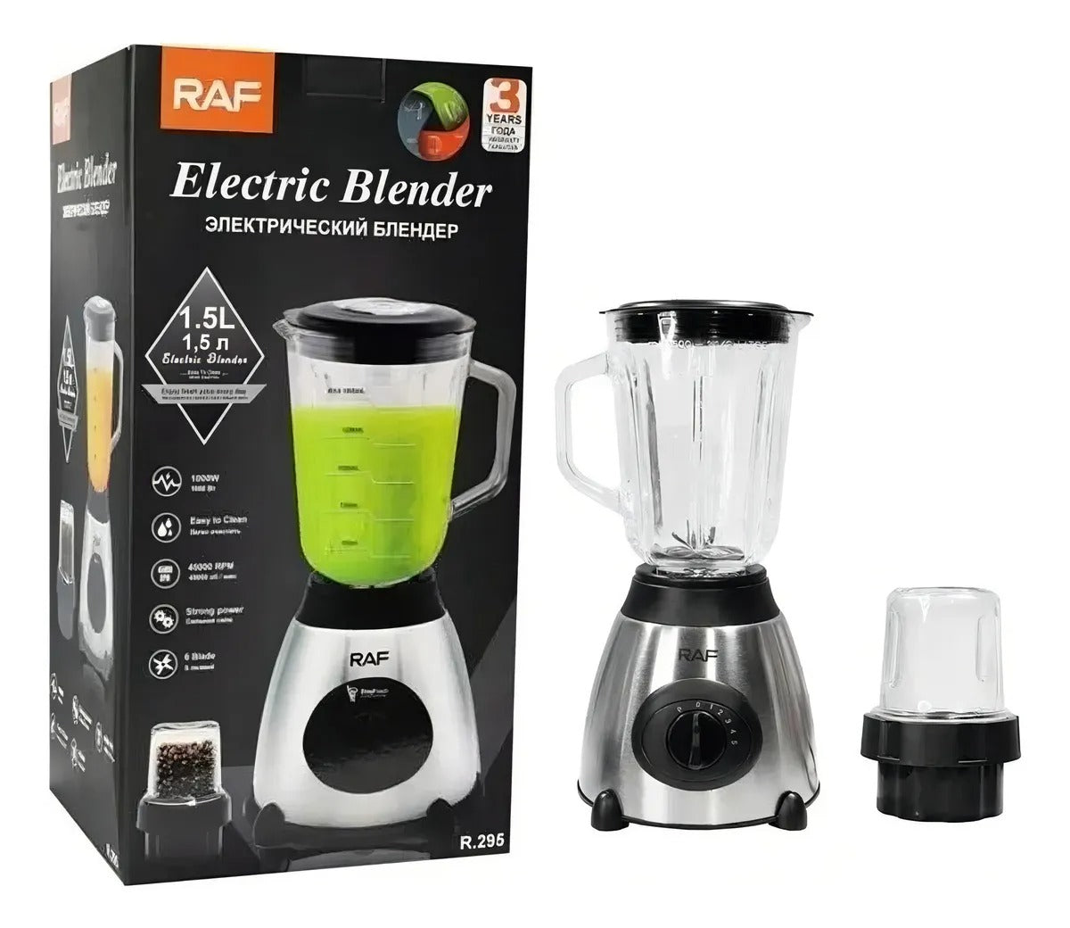 Licuadora Multifuncional De Vidrio 2 En 1 Picadora Color Negro