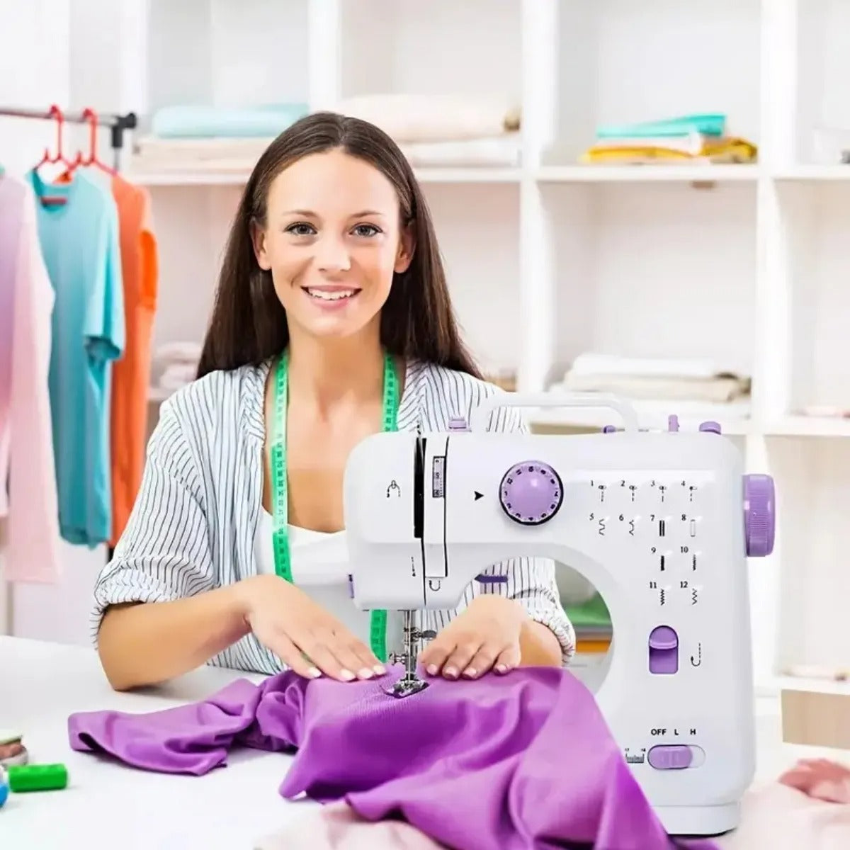 Mini Máquina De Coser Doméstica Multifuncional Blanco