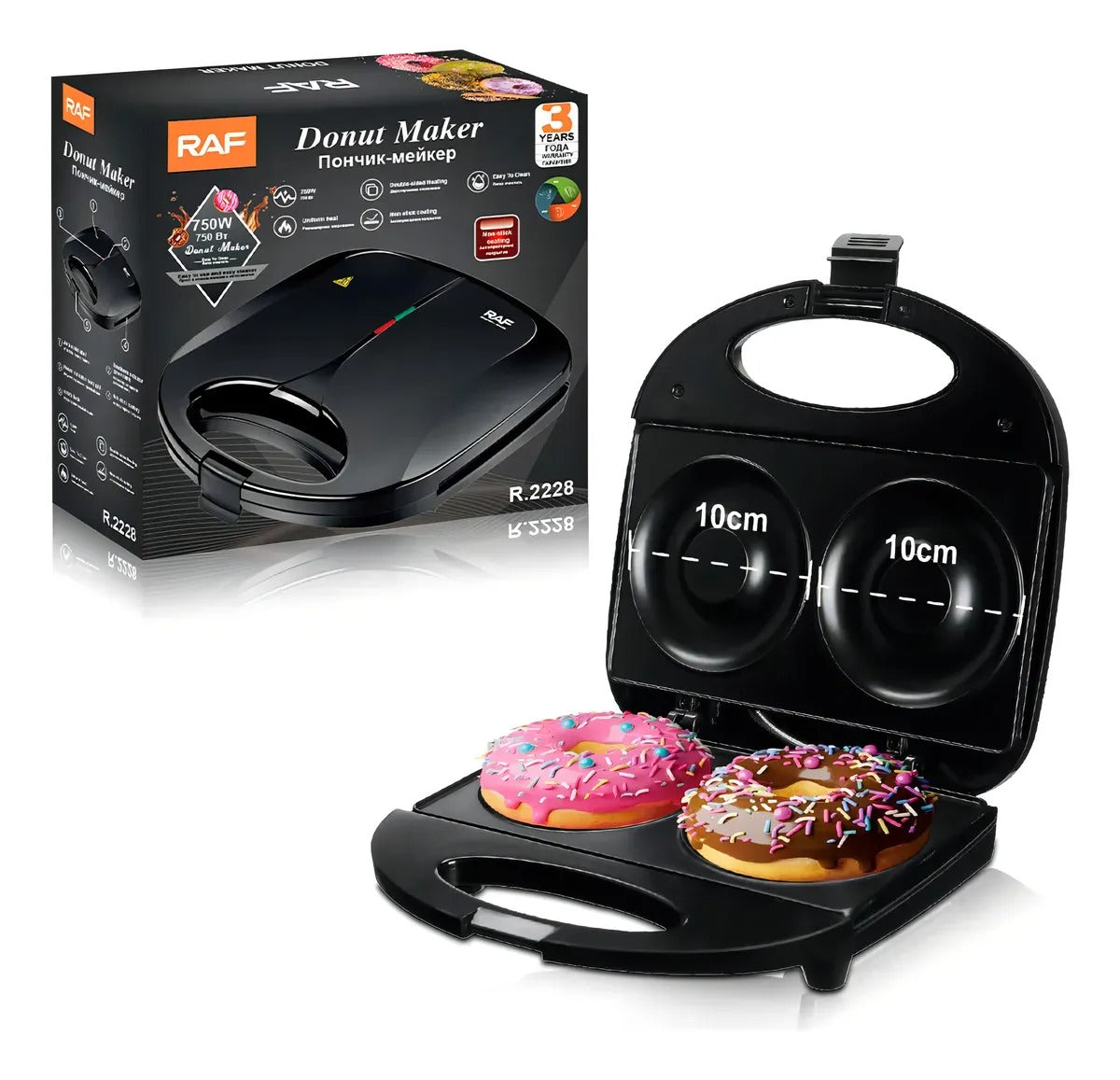 Máquina De Donas 2 Donas Grandes Raf.2228 Negro