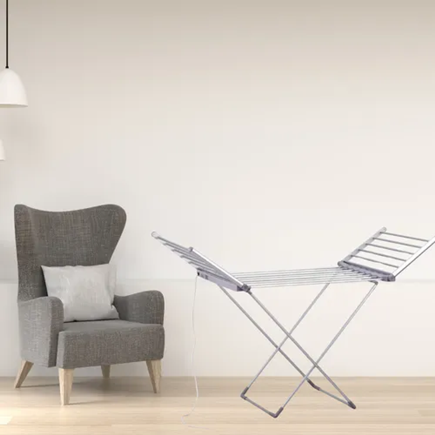 Tendedero Eléctrico Plástico Secadora Ropa Metálico Interior Regulable Gris Oscuro Temporizador Incorporado 18 Barras 230w