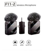 Micrófono Doble Inalambrico Solapa  Reducción De Ruido 3.5 mm Negro