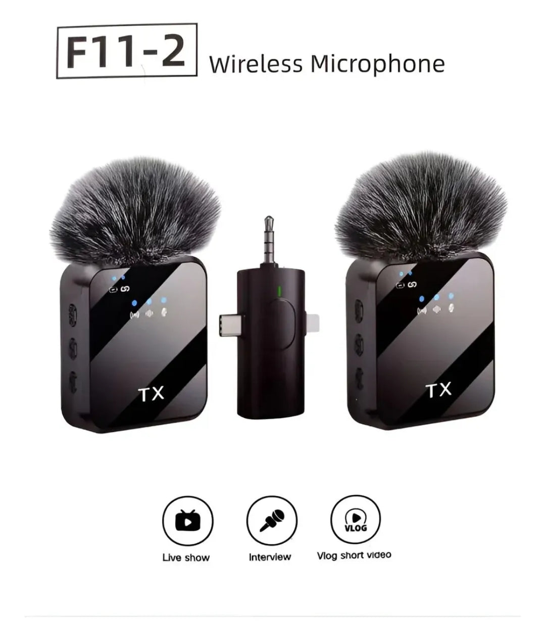 Micrófono Doble Inalambrico Solapa  Reducción De Ruido 3.5 mm Negro