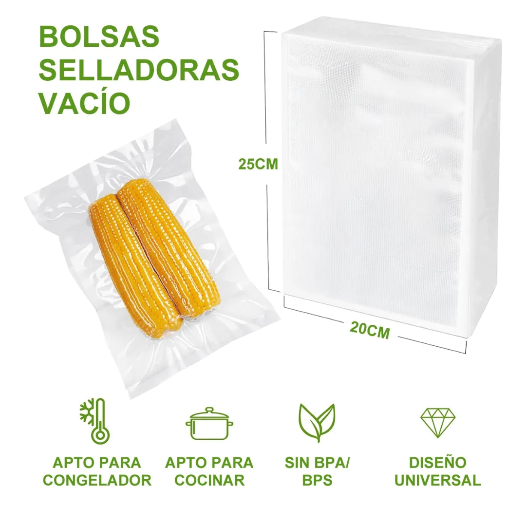 Pack 100 Bolsas Para Sellar Al Vacío 20x25 CM Gruesas