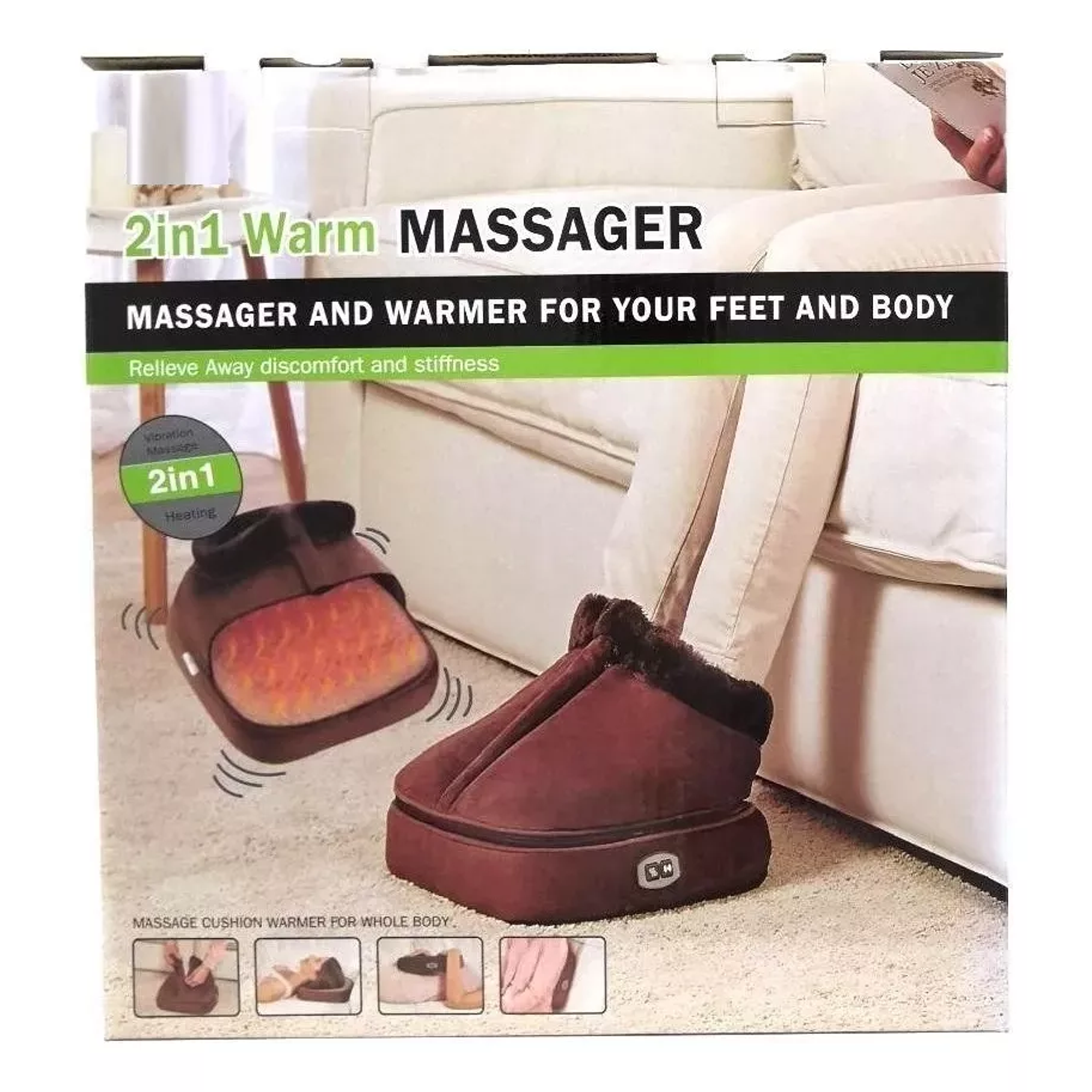 Bota Calefactor Calienta Masaje Pies Cuello Espalda Abdomen
