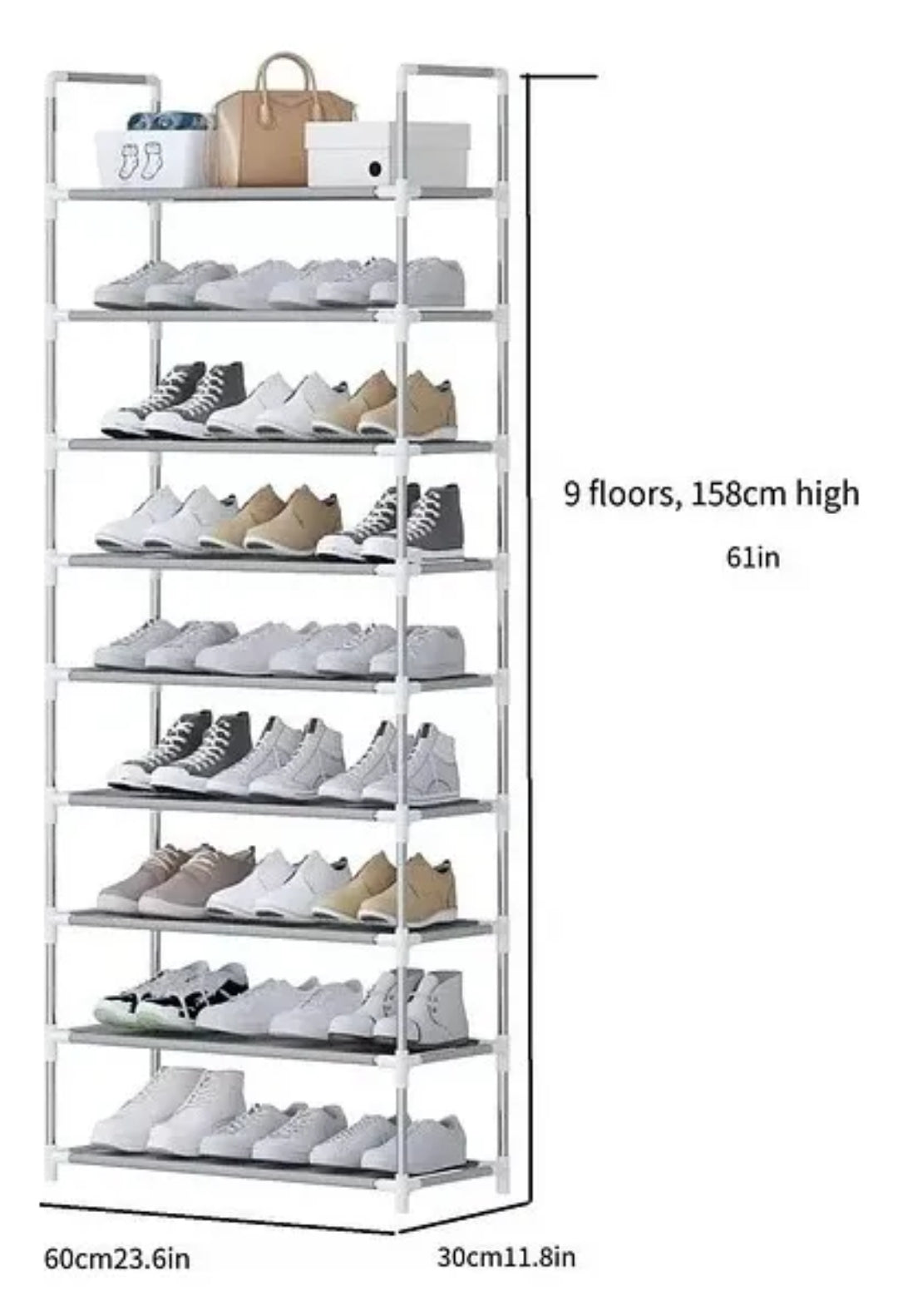 Zapatero Estante 27 Pares 9 Niveles Metalico Plástico