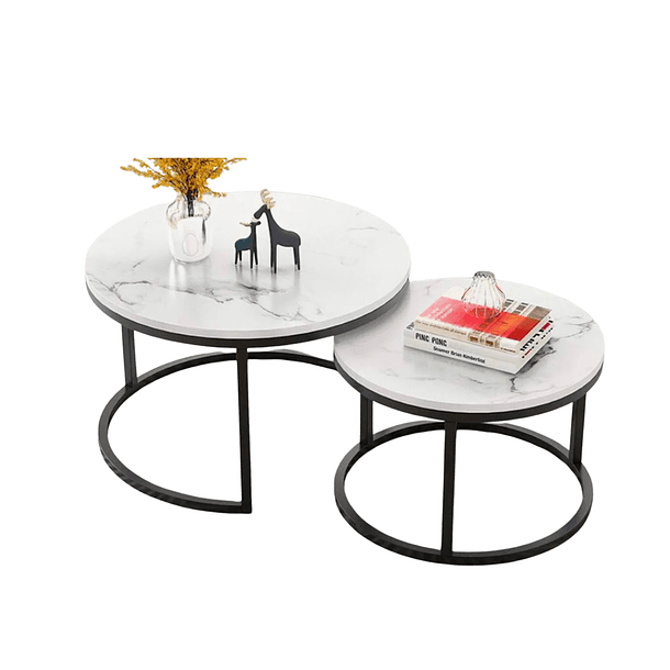 Mesa De Centro Doble Mesa Auxiliar Redonda Elegante