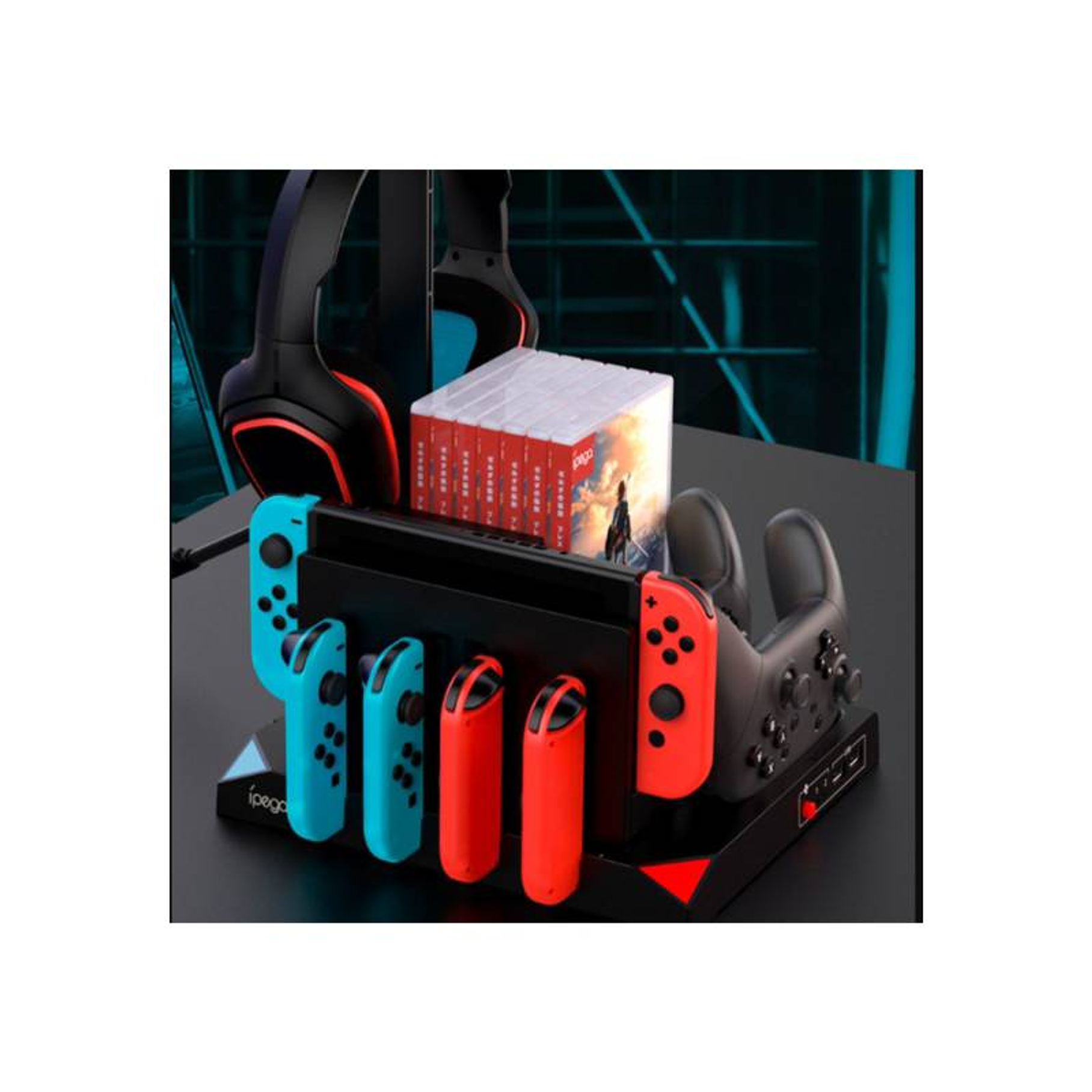 Soporte Adaptador Vertical Nintendo Switch Accesorios 9 en 1