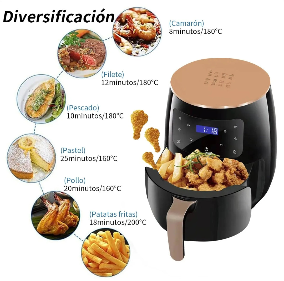 Freidora De Aire Sin Aceite 6 Litros Negra