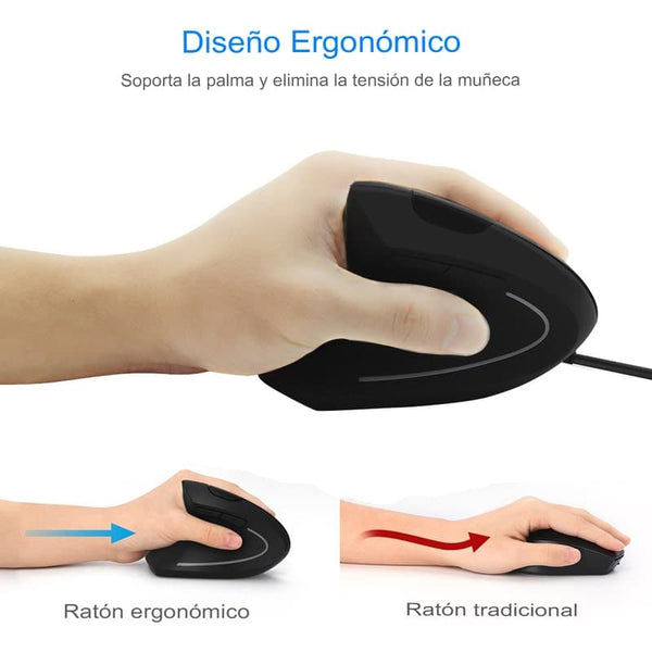 Mouse Vertical Ergonómico Inalámbrico Recargable 6 Botones