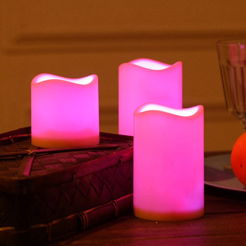 Set De 3 Velas Led Multicolor Con Control Remoto