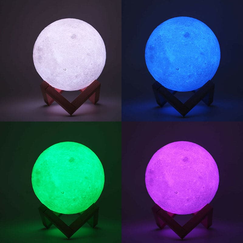 Lámpara Luna Recargable Inalámbrica 16 Colores De 20 Cm