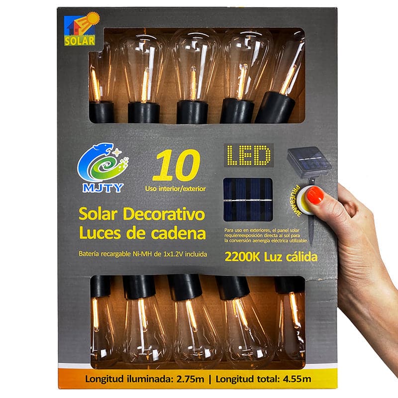 Guirnalda De Luces Solares Con 10 Ampolletas