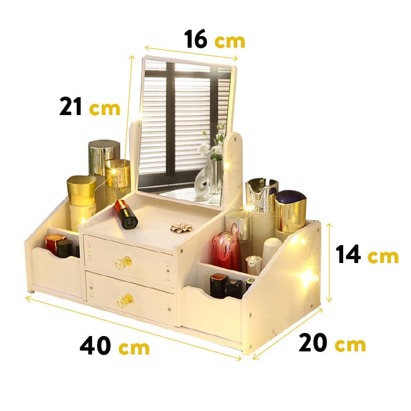 Mini Tocador Organizador De Maquillaje Con Espejo