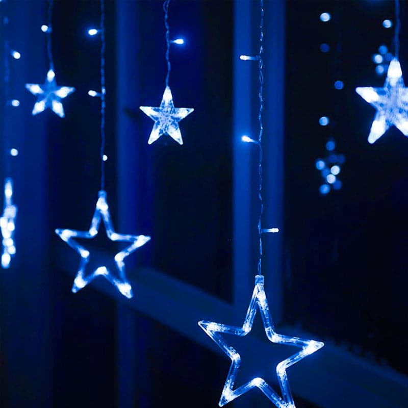 Guirnalda Navideña De Estrellas Grandes Y Pequeñas Con Luces Led