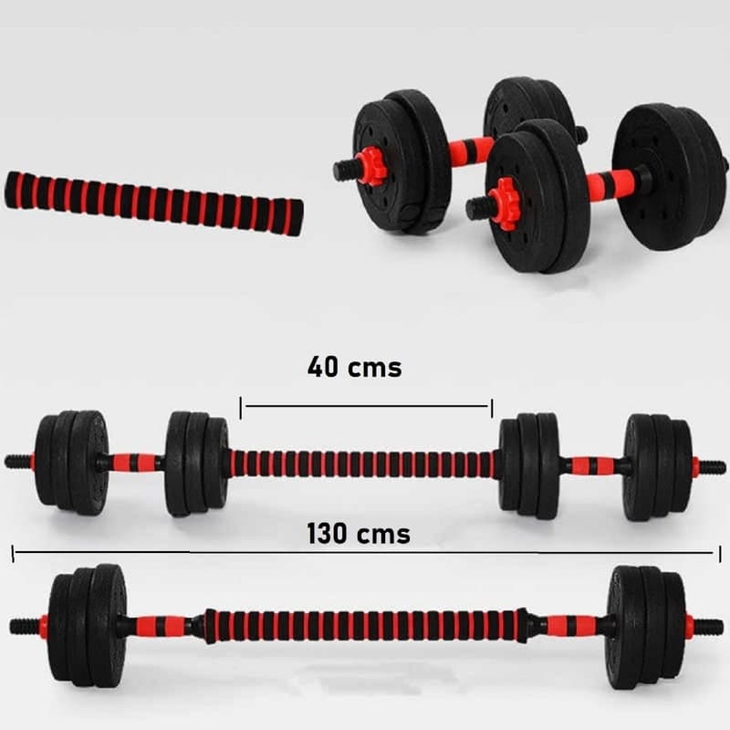 Kit Mancuernas 40 Kilos, Pesas 80 Libras, En PVC + Barra Extensora De 40 Cm Acolchada