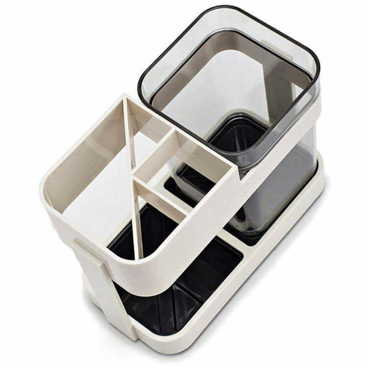 Porta Cepillos Organizador con Vaso de Enjuague Bucal