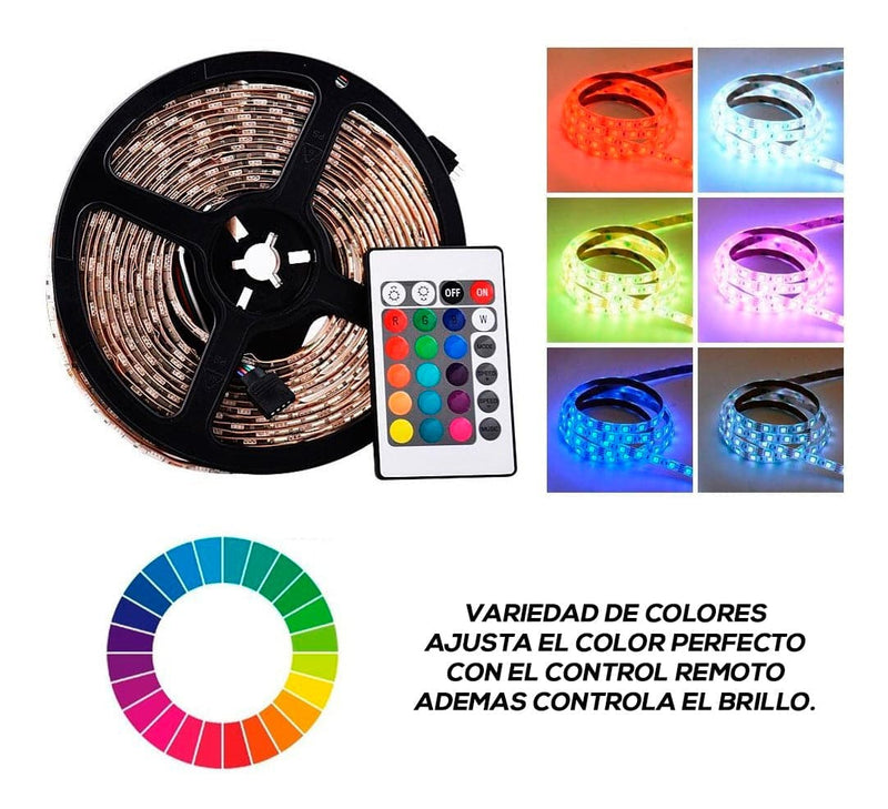 Tira Led Rgb 5050 Incluye Color Blanco y Multicolor 5 Metros