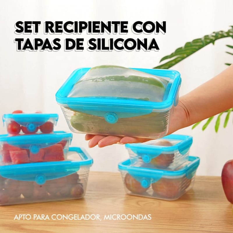 Juego de 6 Contenedores Con Tapa Elastica